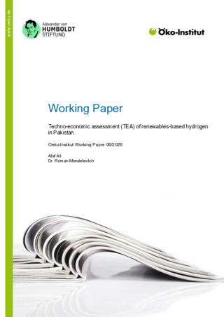 Cover of the publication: Techno-economic assessment (TEA) of renewables-based hydrogen in Pakistan
