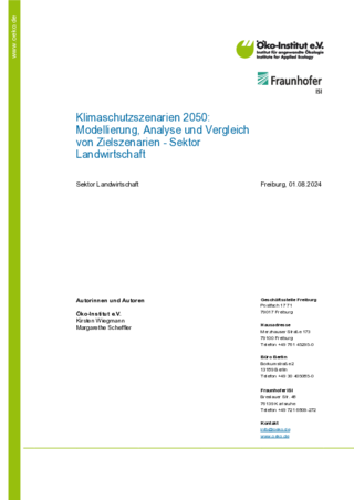 Cover der Publikation: Klimaschutzszenarien 2050: Modellierung, Analyse und Vergleich von Zielszenarien - Sektor Landwirtschaft