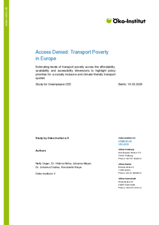 Cover der Publikation: Access Denied: Transport Poverty in Europe