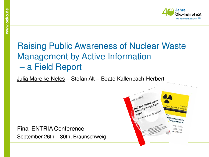 Raising Public Awareness of Nuclear Waste Management by Active