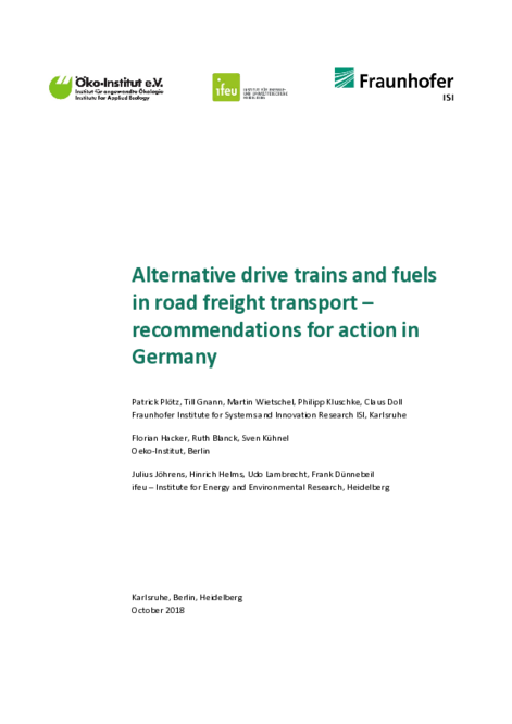 Alternative drive trains and fuels in road freight transport ...