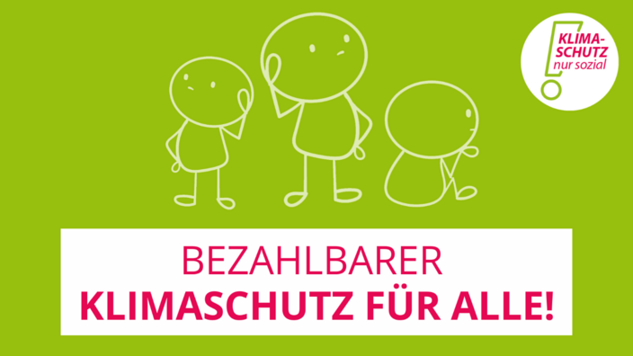 Text der Grafik: "Bezahlbar? Klimaschutz für alle!"