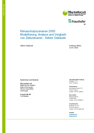 Cover der Publikation: Klimaschutzszenarien 2050: Modellierung, Analyse und Vergleich von Zielszenarien - Sektor Gebäude