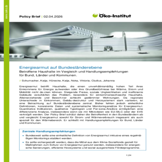 Cover der Publikation: Policy Brief: Energiearmut auf Bundesländerebene