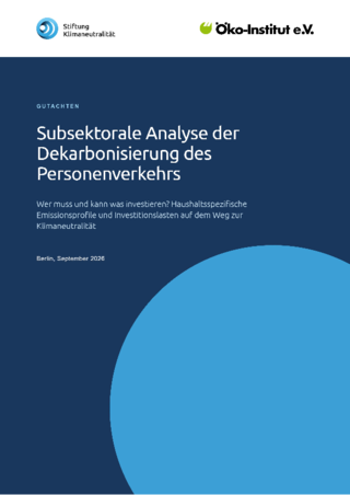 Cover der Publikation: Subsektorale Analyse der Dekarbonisierung des Personenverkehrs