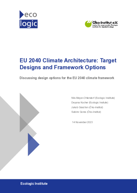 EU 2040 Climate Architecture: Target Designs and Framework Options ...
