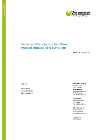 Impact of slow steaming for different types of ships carrying bulk