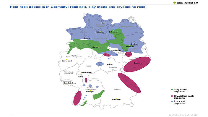 Host rock deposits in Germany: rock salt, claystone and crystalline rock