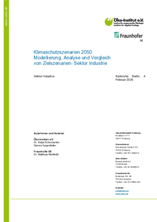 Cover der Publikation: Klimaschutzszenarien 2050: Modellierung, Analyse und Vergleich von Zielszenarien - Sektor Industrie
