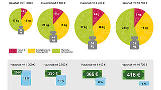 Infografik, die zeigt, wieso Haushalte mit geringerem Einkommen prozentual mehr Geld für Nahrungsmittel ausgeben